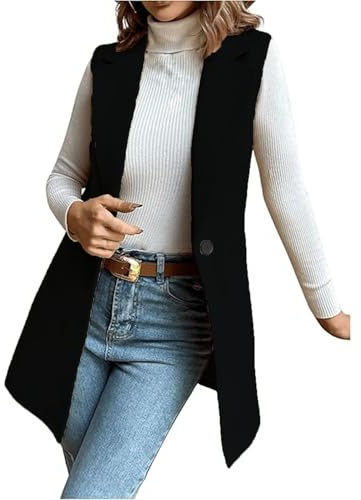 Cocila Gilet Casual Da Donna In Lana Con A Stile Western Senza Maniche Un Bottone Cardigan Elegante Black Xxl Bluse Manica Lunga Giacca Di Pelle Donna Corta Senza Maniche Giubbotto