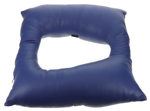 Beaupretty Elevador de Asiento de Inodoro Acolchado 40,6x40,6 Cm para Personas Mayores, Cojín Grueso de Esponja de Alta Densidad, Funda de Cuero Azul, Elevador Ergonómico para Baño y Ayuda