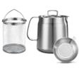 68oz Stainless Steel Oil Filter Pot with Deep Fryer Basket & Oil Strainer, 304 Food Grade Deep Fryer, Bacon Grease Saver Container for Kitchen Cooking & Camping Japanese Tempura Fryer Pot (2L)