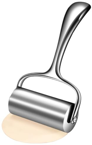 Mattarello in acciaio, antiaderente, utensile in acciaio, rullo per pane con manico ergonomico, per pasticceria, pizza, pane, fondente, torte, biscotti