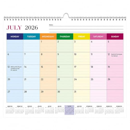 Giftinghouse Wall Calendar 2026-2027 UK - 31x21cm - 18 Months Calendar from July 2026-December 2027 Calendars Academic Calendar - UK Bank Holidays for Office School Home