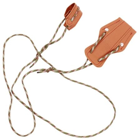 VICASKY Cordino per Arco Ricurvo in Pelle e Nailon Marrone Design Ergonomico, Strumento Professionale per Installazione Corda Arco Ricurvo e Longbow per Atleti