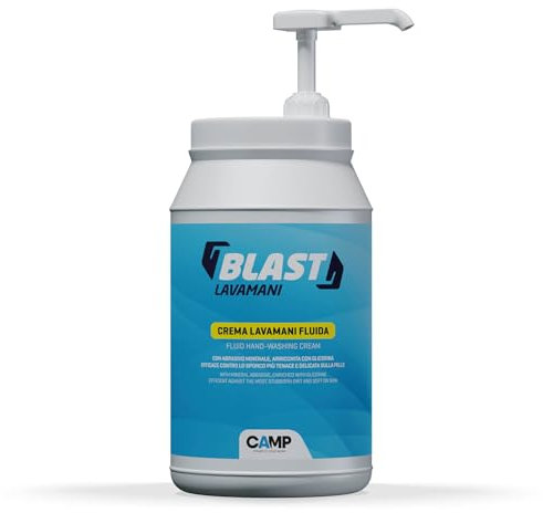 Camp BLAST Crema Lavamani Fluida, con Abrasivi Naturali, Detergente e Sgrassante, con Dosatore, 2000 ml
