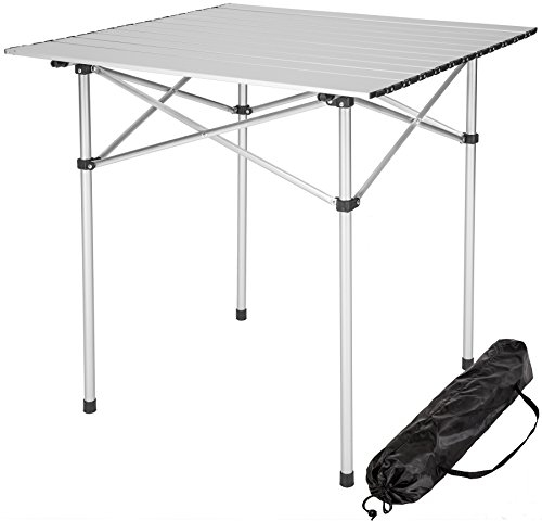 TecTake® Table Pliante de Pique-Nique et Camping en Aluminium - Légère, Compacte, Hauteur Réglable - Idéale pour Brocante et Repas - Avec Sac de Transport 70x70x70cm