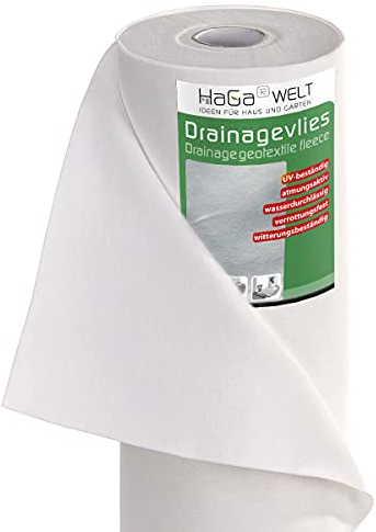 HaGa Drainagevlies 120g/m² in 2m x 10m als Drainage, Sandkastenvlies, Geovlies, Trennvlies für Gartenarbeit und unter Pflastersteinen