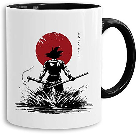 Red Sun Goku Back - Tasse Kaffeetasse Son Ruffy Luffy Saitama One Dragon Master Goku Ball Vegeta Roshi Piece Db, Farbe:Weiß