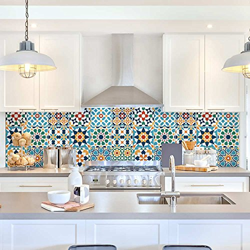 RE-COVERTILES - Adesivi per Piastrelle Bagno e Cucina 24 Pz 10x10 cm - PS00112 Decorazione murale in PVC Impermeabile mattonelle Mosaico Stile cementine Azulejos