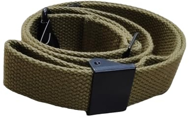 M1 Garand Rifle Sling, OD Green 100% Cotton Canvas Web Sling, WWII Military Reproduction M1903 Springfield Rifle Sling, Metal Buckle, 1-1/4 Wide, 48 Long