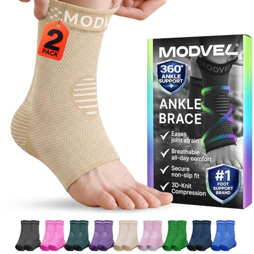 Modvel Foot & Ankle Brace Socks for Sprained Ankle Compression Sleeve - Foot Support for Women & Men - Tendonitis & Arthritis Ankle Brace Sports Running, Torn Ligaments & Women Stabilizing Ankle Wrap