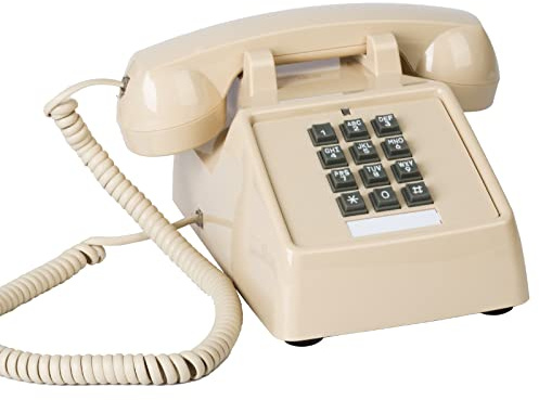 Sangyn Classic Vintage Cord Phones for Landline Old Telephone with Mechanical Ringer Volume Control Retro Analog Desk Phone for Home House School, Beige