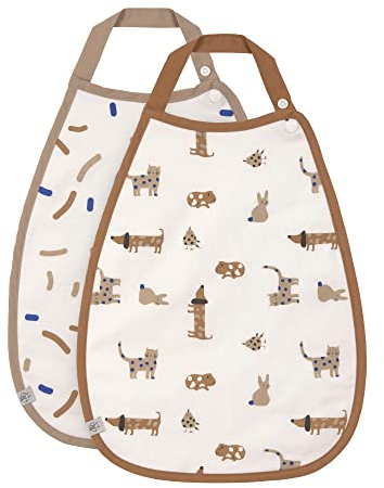 LÄSSIG Baby Kleinkind Lätzchen (2 Stk.) Bio-Baumwolle Druckknopf / Medium Drop Bib Little Mateys royal blue