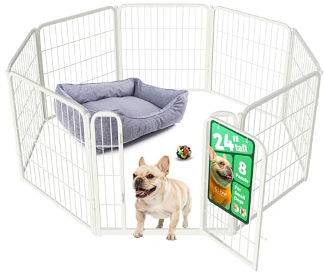FXW Homeplus Unleashed Indoor Dog Playpen - Stress-Free and Safe Play, Heavy Duty 24 Inch 8 Panels Dog Pen for Puppy and Small Dogs, White│Patented