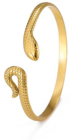 UNIFT Bracelet serpent pour femme en acier inoxydable vintage chic ouvert, Acier inoxydable