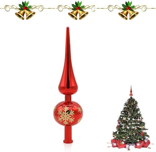 Aohcae Christbaum Spitze Rot, Weihnachtsbaumspitze für Weihnachten Baumschmuck