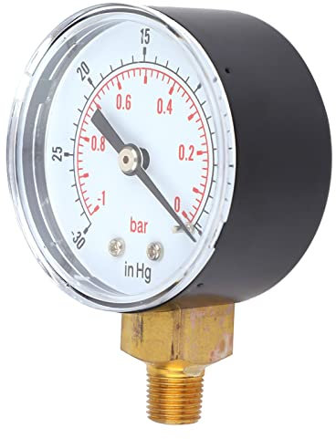 Gavigain Vacuum Gauge, Vacuum Pressure Gauge Vacuum Gauge Pump for Air Water Oil, Pneumatic Air Compressor, Hand Pump, Valve Test, Vacuum Gauge Bottom Connect