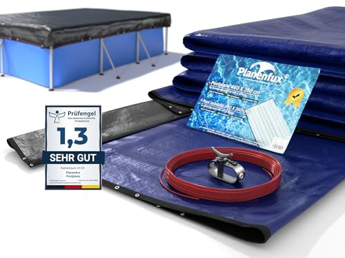 Planenfux® Telo Copri Piscina Fuori Terra 4x2 | Telo Per Piscina 2-in-1 in PE 200g/m² | Telo Copripiscina 400x200 Resistente ai raggi UV per estate e inverno | Copertura Invernale Piscina | 460x260 cm