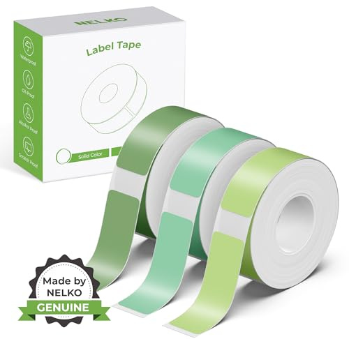 Nastro per etichettatrici P21 originale NELKO, carta per etichette adattata, 14x40 mm (0,55 “x1,57”), ricambio per etichettatura laminato standard, multiuso di P21, 180 nastri/rotolo, 3 rotoli, verde