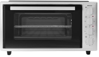 Wiggo Minihorno con placa de cocción – 2000 W, 45 litros, versátil 6 en 1 funciones: calor superior/inferior, recirculación, barbacoa, asador, diseño elegante para cocinas modernas (blanco)