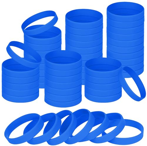 NAHRMY 120 st silikonarmband gummi elastiska armband, tomma stretch gummiarmband för vuxna tonåringar skola sportspel (Azure)