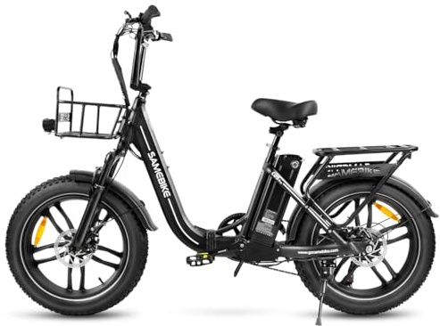 SAMEBIKE Bicicletta Elettrica Adulto, 20'' ×4.0'' Fat Tire Bici Elettrica per Donna, 7 Velocità, 250W Batteria Rimovibile 36V 642WH Autonomia bis zu 120 km