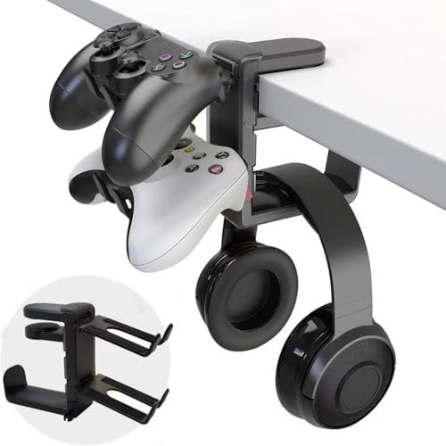 HoneTeek Soporte para auriculares, soporte giratorio para auriculares, soporte para auriculares para escritorio, computadora, accesorios de juegos, gancho para auriculares, abrazadera de escritorio