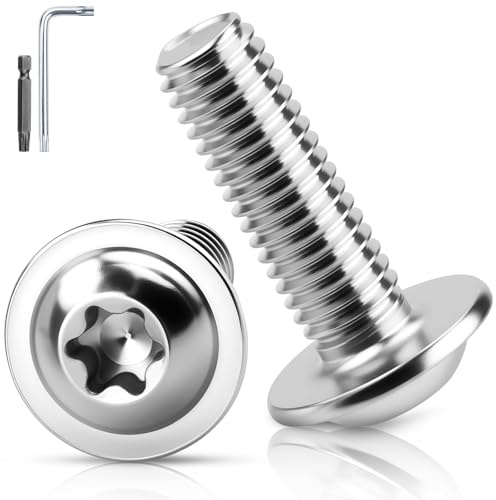 TXXATX 25 Stk Linsenkopfschrauben M6x20 mm Schrauben Torx Flachkopfschrauben mit Flansch Edelstahl A2 V2A Flanschschrauben ISO 7380-2 Gewindeschrauben Vollgewinde mit Torx Schlüssel für Holz Gerüst