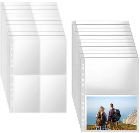 LDBKLGHJ Fundas Plástico A4 240 Bolsillos Protectores Fotos Documentos, Tamaño 23x31 cm, Transparentes, Compatibles con Carpetas 2/3/4 Anillas, Set de 20 Hojas
