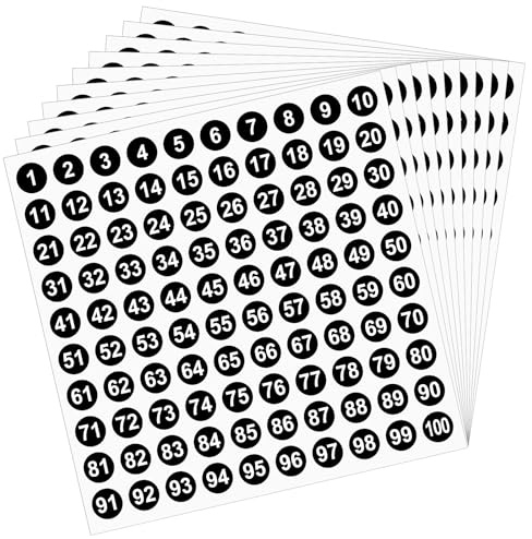 Tweruna Lot de 10 feuilles d'autocollants numérotés de 1 à 100 mm - Chiffres adhésifs - 10 mm - Noir - Pour bureau, casier, classification