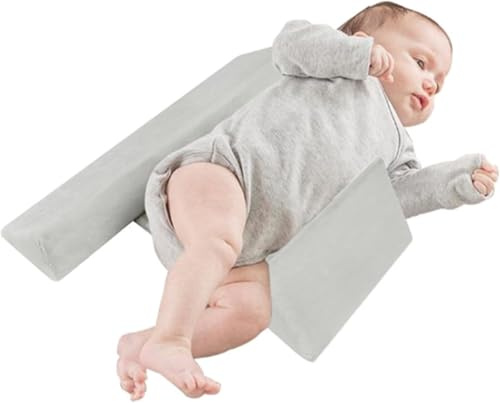 Cojín de bebé cuña para bebé en la costa, soporte lumbar ajustable, suave y transpirable, con funda extraíble y lavable, regalo para bebé (gris)