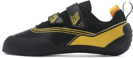 Climbing Shoes Mens Womens Light Anti-Slip Indoor Outdoor Rock Climbing Sneaker for Beginners Professional Climbers Bouldering Shoes Kids Indoor Climbing Shoes (10.5,Black Yellow)