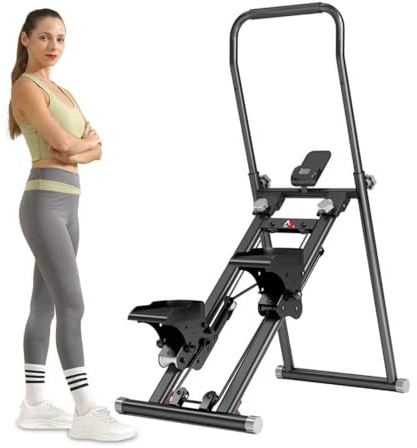 YEE RUN Stepper d’Escalier Pliable，Stepper Fitness pour la Maison，Guidon et pédales réglables,Écran LCD,avec Support de téléphone,Charge 120KG