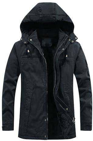 Veste de travail matelassée mi-longue pour homme - Coupe ajustée - Chaude - Manteau utilitaire d'hiver isolé pour homme