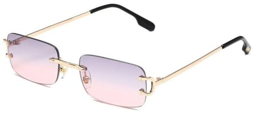 WDZAYXC Lunettes de soleil rectangulaires sans monture pour homme et femme - Style rétro - 8 options de couleur, Gris/rose., Einheitsgröße