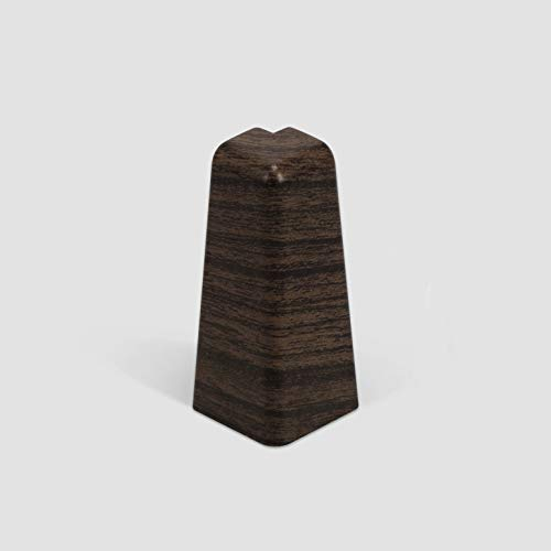 EGGER Außenecke Sockelleiste Eiche dunkelbraun für einfache Montage von 60mm Laminat Fußleisten | Inhalt 2 Stück | Kunststoff robust | Holz Optik dunkel braun