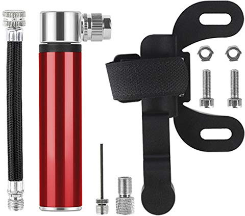 VOANZO Dragpump för högtryck, bärbar mini-cykelpump uppblåsbar väg mountainbike hopfällbar cykel (röd)