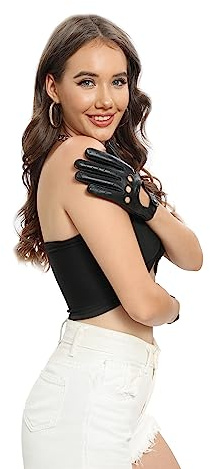 MGGMOKAY Women's Leather Driving Gloves Touchscreen Thin Soft sheepskin Motorcycle Riding Gloves Unlined,Black,M