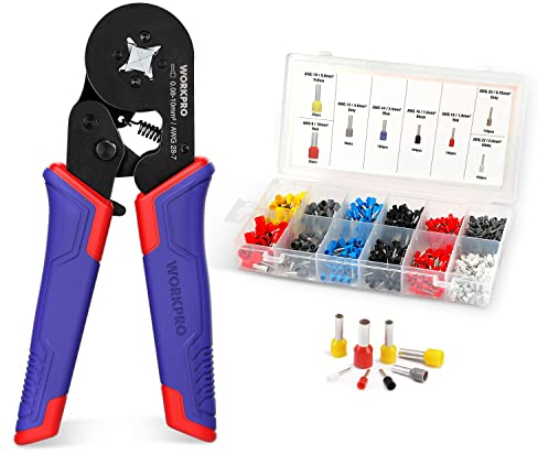 WORKPRO Crimpzange Kabelschuhe Set, Kabelschuhzange, Crimpzangen elektrisch mit 800pc Kabelschuhe, Krimpzange, Crimp Zange, Presszange