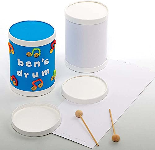 Baker Ross FE624 Kit de Mini Tambor - Paquete de 3, Juego de manualidades y artes musicales para que los niños hagan sus propios tambores