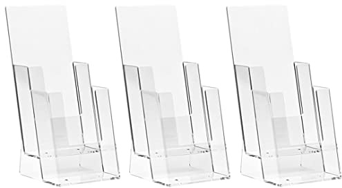 Danieli | Espositore Porta Depliant 2 tasche formato 1/3A4 da Tavolo in Acrilico Trasparente - Espositore Brochure da tavolo - Espositore da banco Porta Volantini, Cartoline e Biglietti (3)