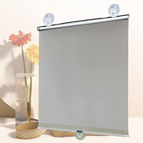 KOOEIN Store Enrouleur avec ventouses pour fenêtre, Rideau occultant, Protection UV, Rideaux De Fenêtre Portables temporaire, 75% Occultation, Volets léger pour fenêtres de Toit,Grey-55x125cm/22x49in