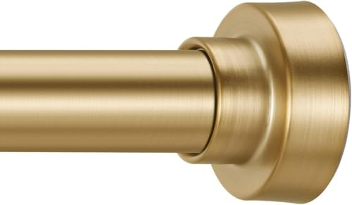 YNL Tension Shower Curtain Rod 34-96 Inches（2.8-8ft) Adjustable Spring Shower Rod No Drilling, Non-Slip, Never Rust, Stainless Steel, Suitable for Bathroom Window Kitchen, Gold