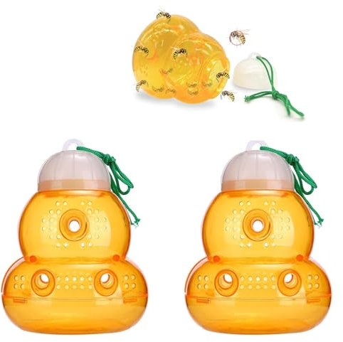 VireEyU Lot de 2 pièges à mouches des fruits pour l'intérieur - Pièges réutilisables pour les mouches des fruits, attrape-mouches, trappes à mouches des fruits pour cuisine/salon (couleur orange)