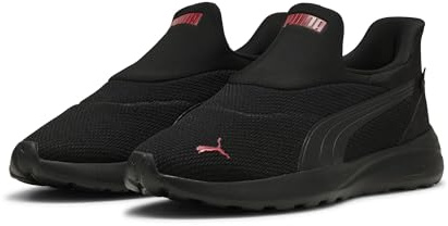 PUMA Unisex SOFTRIDE Cosmic SLIPTECH Sneaker, Black Black RED, 8 UK