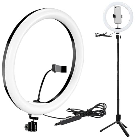 Anneau Lumineux Portable pour Selfie – Lampe LED À Clip pour Téléphone avec Trépied, Lumière De Remplissage Rechargeable pour Photographie sur Smartphone, Luminosité Réglable, Lumière LED À Clipser