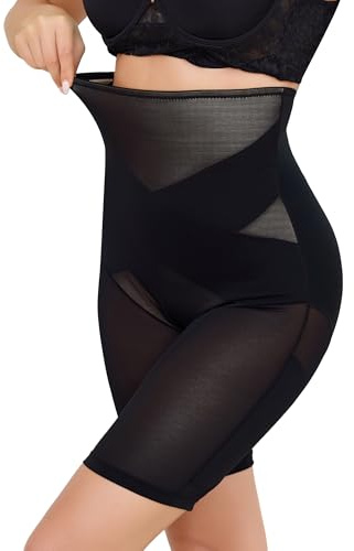 Vlazom Damtrosor anti-skav hög kontroll shorts med hög kompression magreducerande gördel och hög midja för kvinnor, svart, XL
