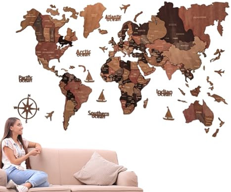 Wall Art Ispirato Al Globo - Mappa Del Mondo Degli Amanti Dei Viaggi | Decorazioni Da Parete A Tema Da Viaggio, Mappa Della Mappa Di Viaggio Del Mondo Mappa Della Parete Con Durata, Mappa Artistica Da