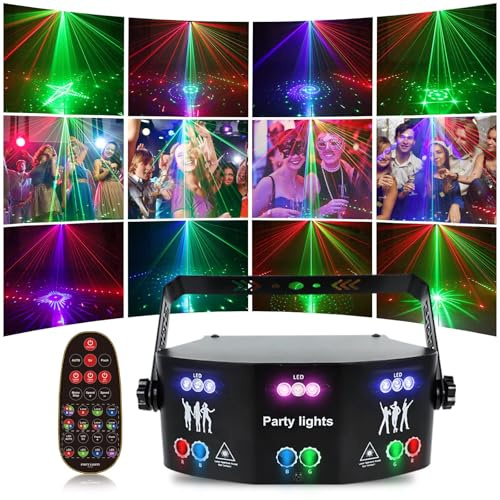 15 ögon RGB discoljus festbelysning, scenstroboskopljus, LED UV lila lampa, DMX/ljudaktiv/fjärrkontroll, för fester hem jul födelsedag karaoke KTV bar