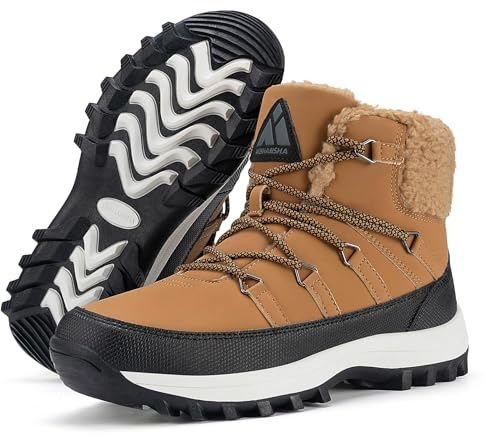 Mishansha Bottes Femme Chaussures Hiver Neige Chaudes Fourrure Bottine, Marron 39