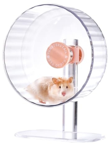 FunstersTail Super Silent Hamster Wheel 12 Inch, Magnetic Large Rat Wheel for Chinchilla, Gerbil, Guinea Pig, Cat, Mouse, Sugar Glider and Dwarf, Syrian Hamster Accessories (Peach Pink)