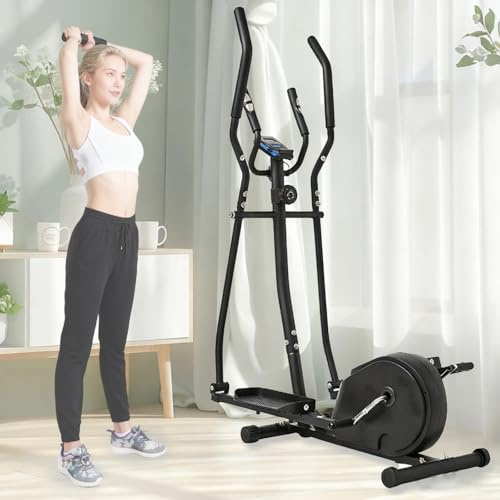 Máquina Elíptica Máquina para Perder Peso con 8 Niveles De Resistencia Máquina Cardio Fitness, Bicicleta Life Fitness para Hombres Y Mujeres, para Entrenamiento De Cuerpo Completo, Quema De Gra Black